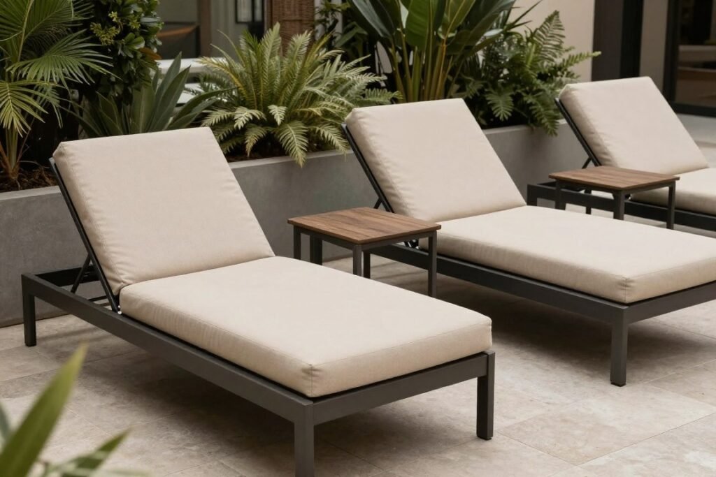 جلسة استرخاء خارجية مع مقاعد مريحة وطاولات جانبية