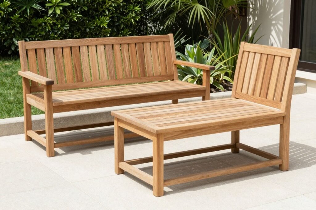 جلسة خارجية فاخرة من الخشب الطبيعي المعالج