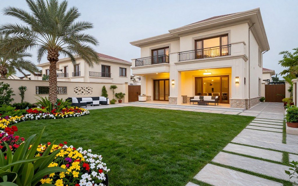 حديقة فلة منسقة بشكل جميل في الكويت