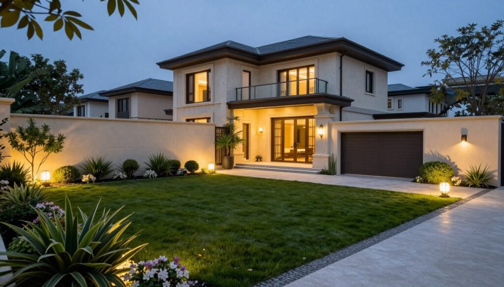 حديقة فلل فاخرة بتنسيق احترافي في الكويت