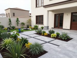 حديقة مستدامة بالبلاط المتداخل