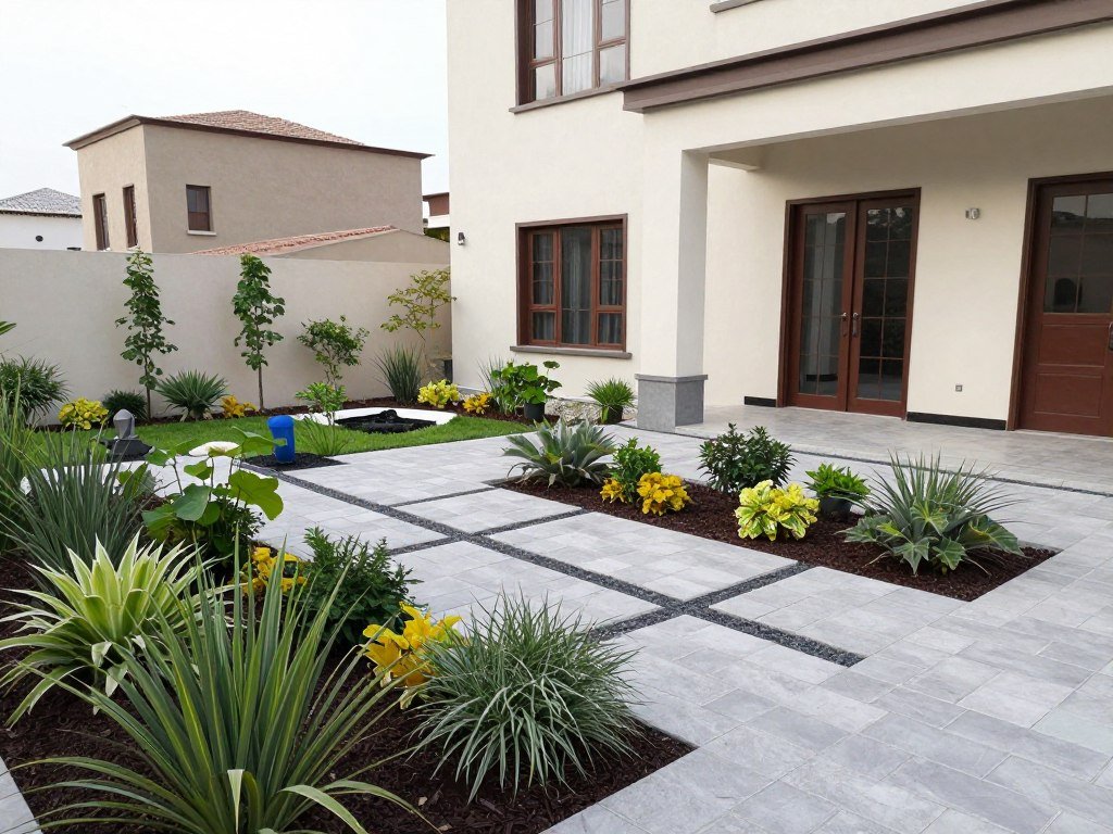 حديقة مستدامة بالبلاط المتداخل