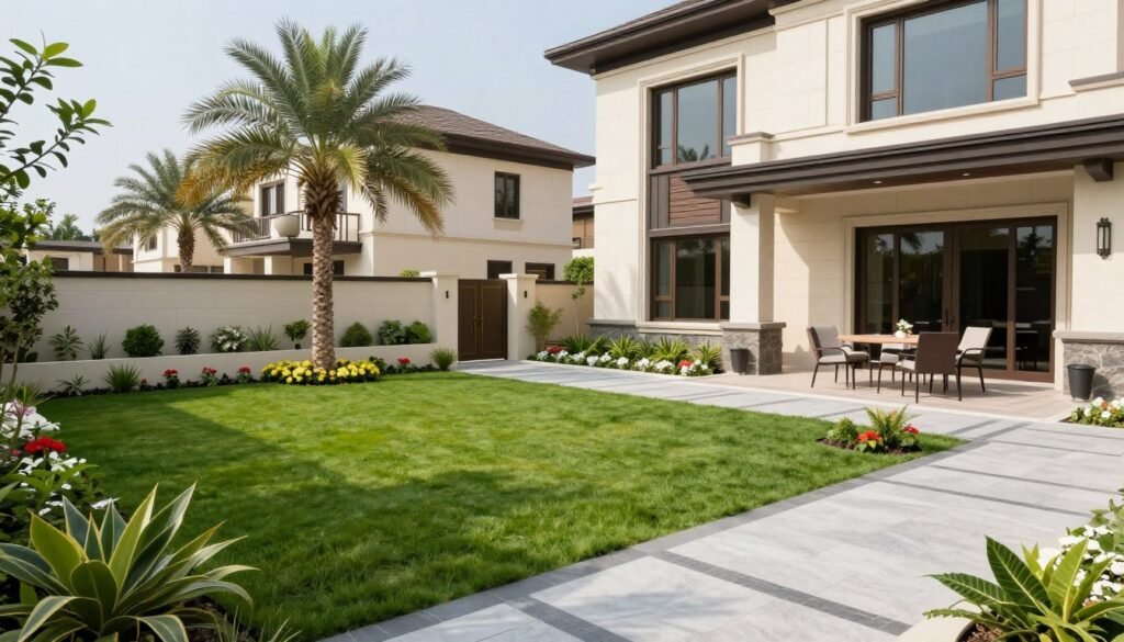 حديقة منزل مصممة بشكل احترافي في الكويت