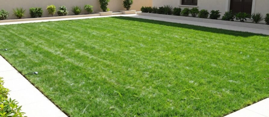 حديقة منزلية خضراء بعشب طبيعي في الكويت