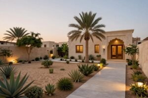 حديقة منزلية في الجهراء تتميز بالتصميم المتكيف مع البيئة المحلية