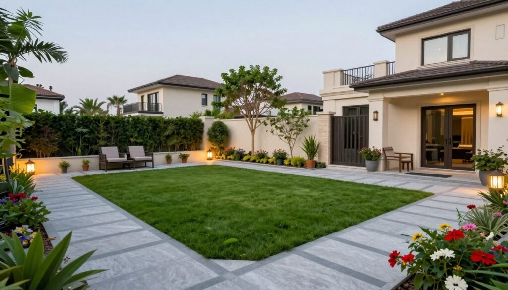 حديقة منزلية كويتية جميلة كاملة التنسيق حديقة منزلية كويتية جميلة كاملة التنسيق