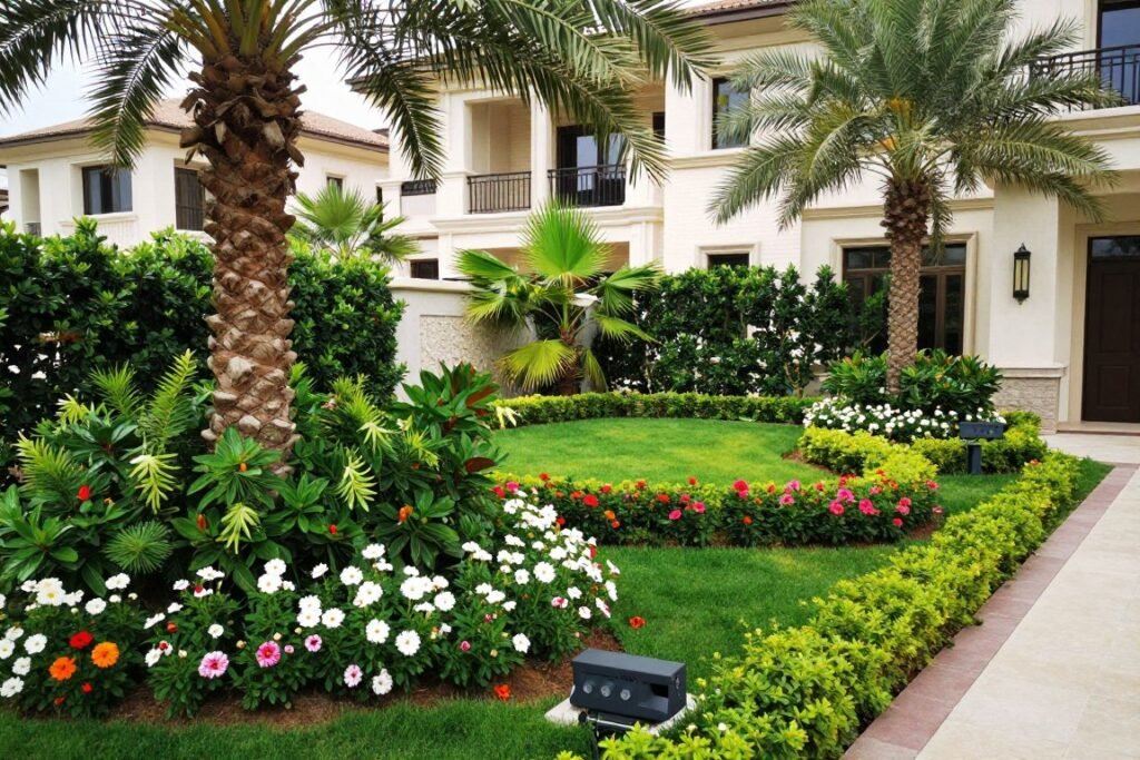 حديقة منزلية مزدهرة بفضل نظام ري حديث حديقة منزلية مزدهرة بفضل نظام ري حديث