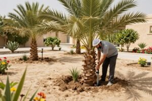زراعة أشجار ونباتات في حدائق السالمية