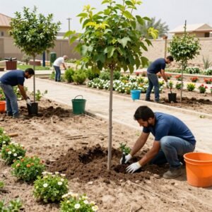 زراعة النباتات في الحديقة الجديدة