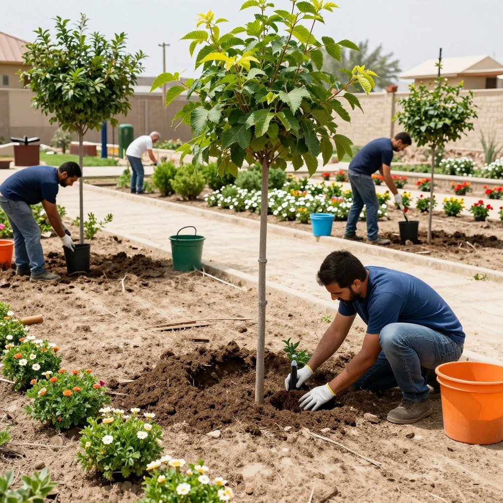 زراعة النباتات في الحديقة الجديدة