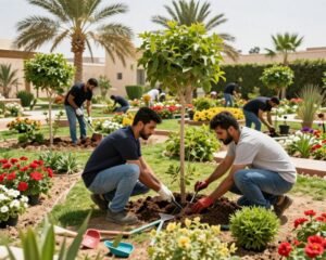 زراعة النباتات والأشجار في حدائق الكويت