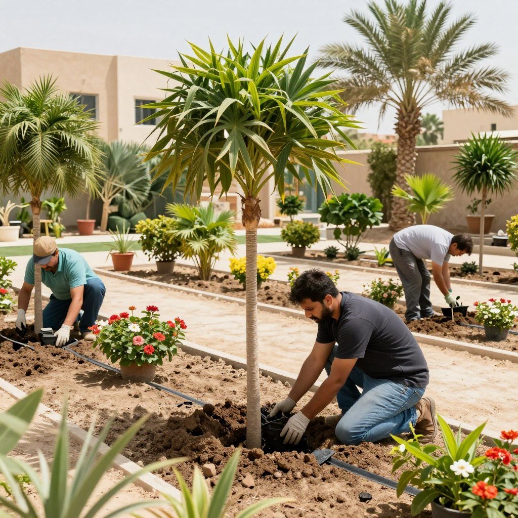 زراعة النباتات والأشجار في حدائق عبدالله المبارك زراعة النباتات والأشجار في حدائق عبدالله المبارك