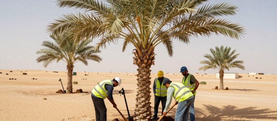 زرع وشلع نخيل في الكويت بواسطة فريق محترف