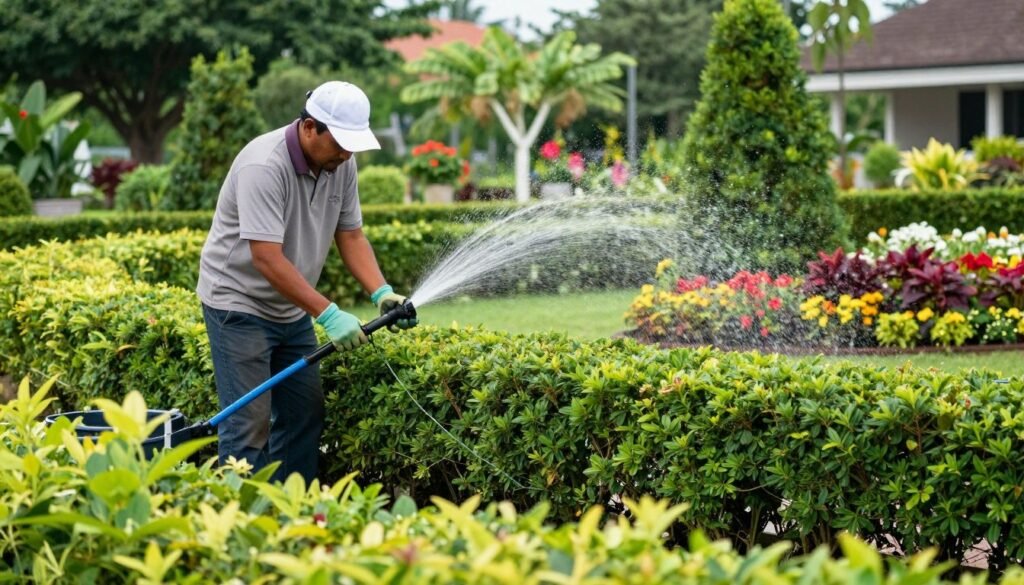 صيانة دورية لحديقة في صباح الأحمد عبر الفصول صيانة دورية لحديقة في صباح الأحمد عبر الفصول