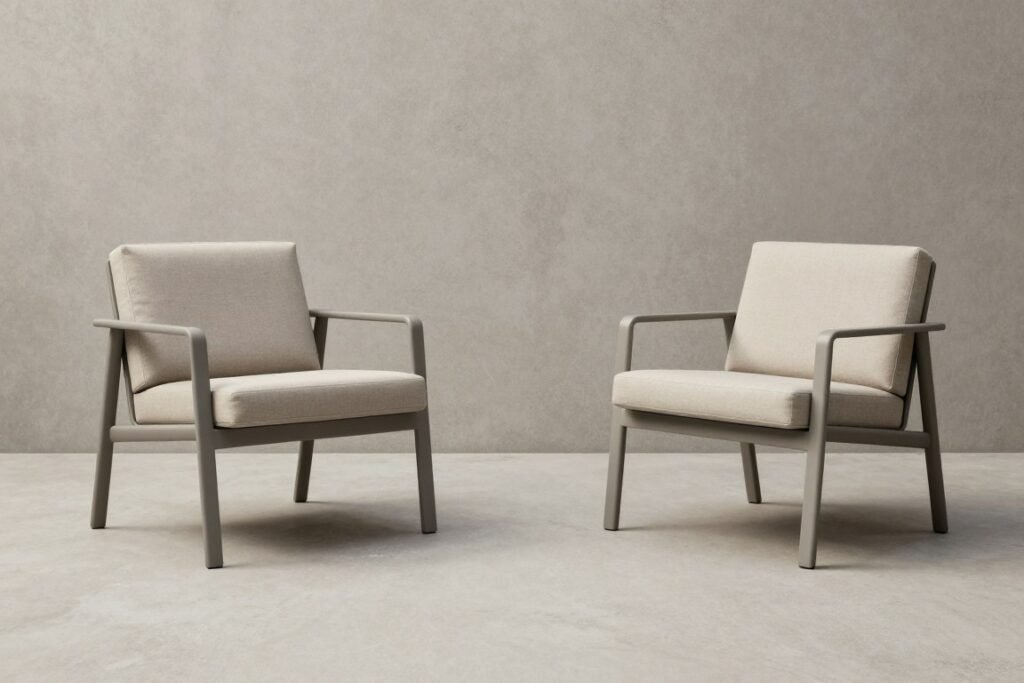 طقم جلوس مودرن بألوان محايدة وتصميم بسيط