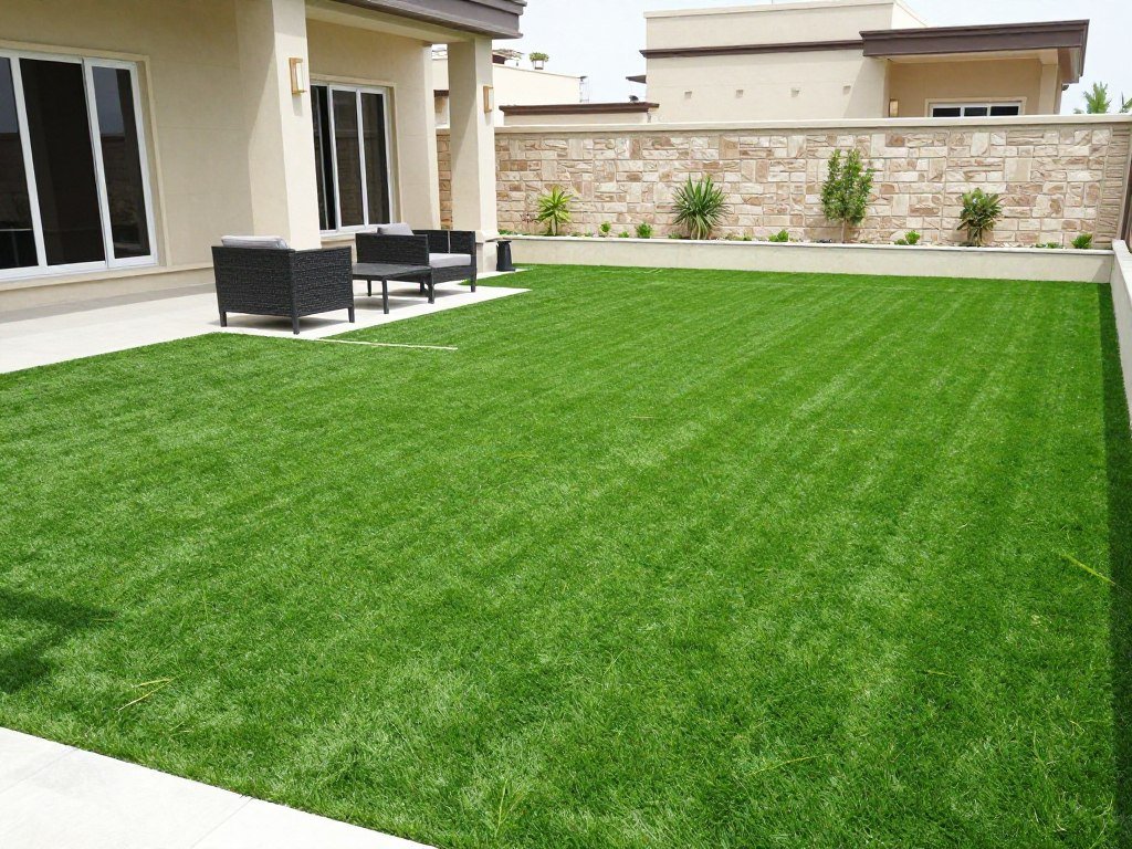 عشب صناعي عالي الجودة في حديقة فيلا بالأحمدي عشب صناعي عالي الجودة في حديقة فيلا بالأحمدي