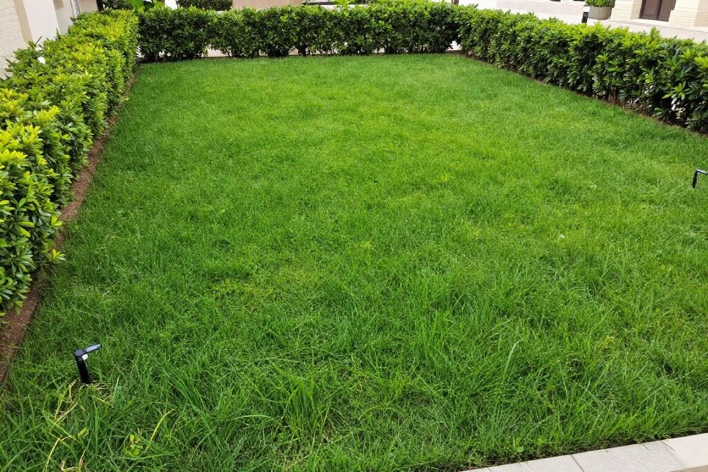 عشب طبيعي أخضر في حديقة منزلية بمبارك الكبير عشب طبيعي أخضر في حديقة منزلية بمبارك الكبير
