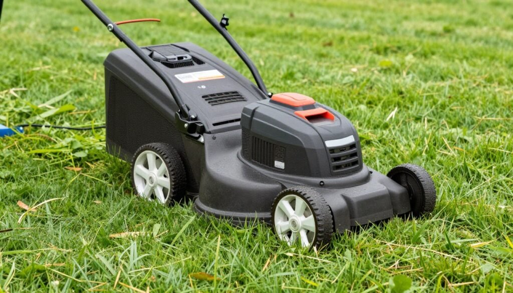 قص العشب الطبيعي باستخدام آلة حديثة