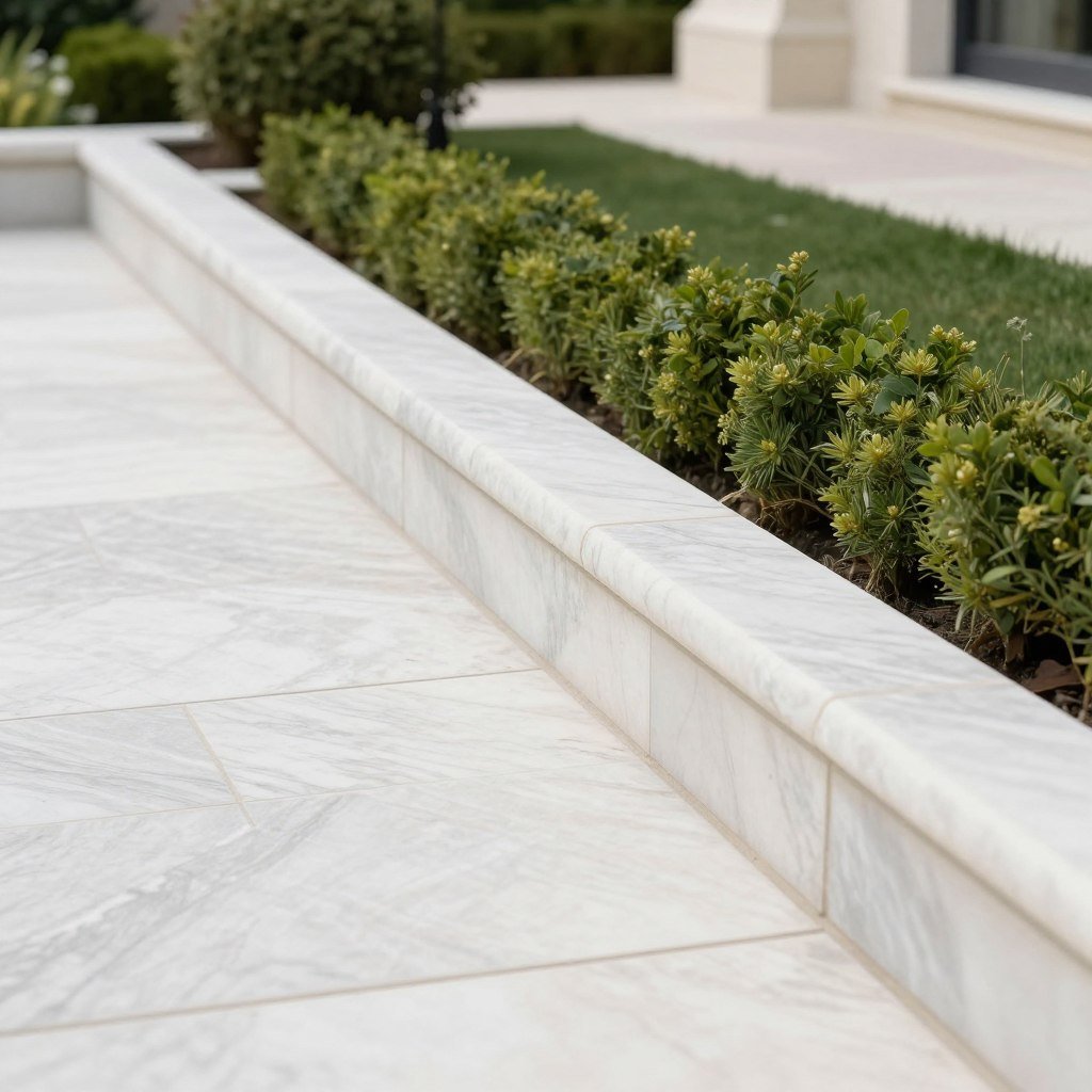 كربستون رخام أبيض فاخر للحدائق