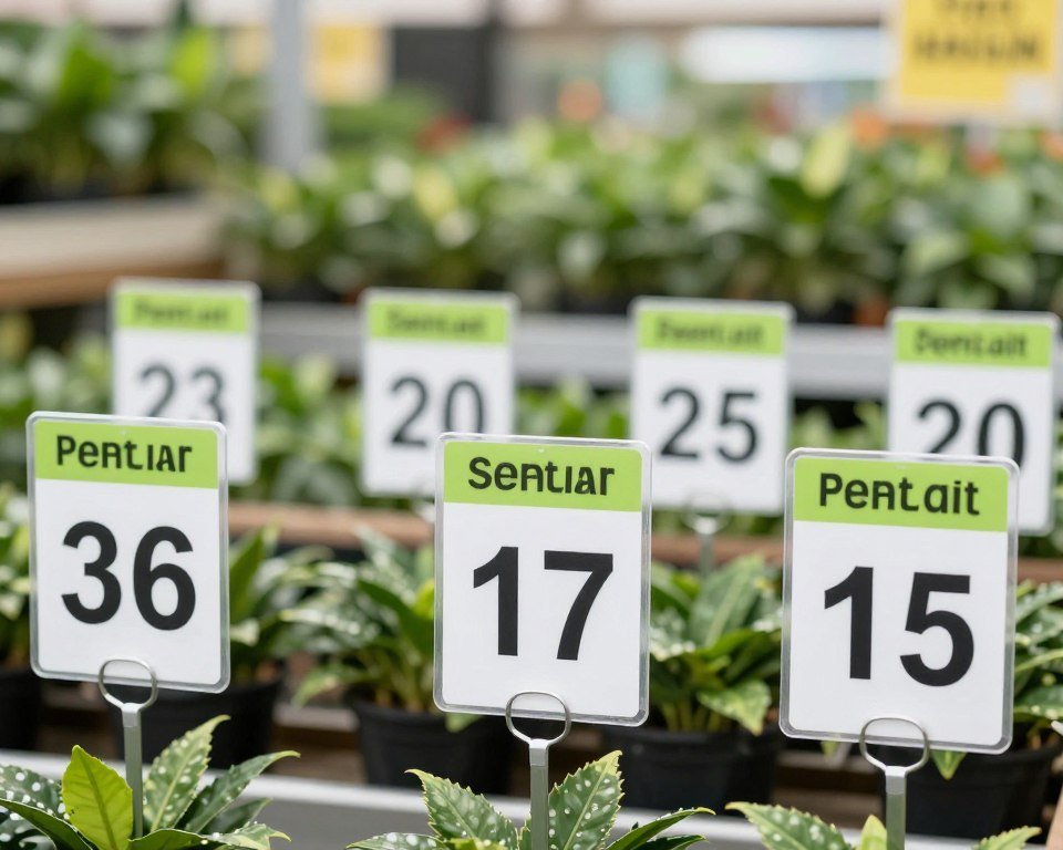 لافتة أسعار وعروض في مشتل نباتات