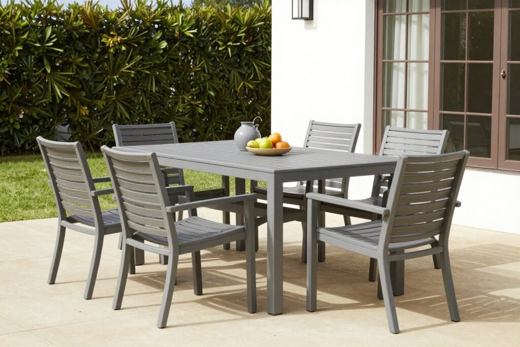 مجموعة طعام خارجية مع طاولة وكراسي أنيقة