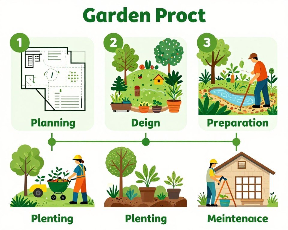 مخطط يوضح مراحل تنفيذ مشروع تنسيق حديقة مخطط يوضح مراحل تنفيذ مشروع تنسيق حديقة