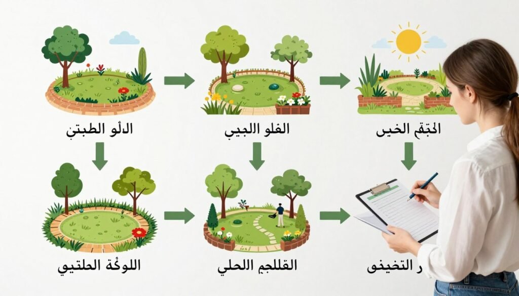 مراحل تنسيق حدائق الخالدية