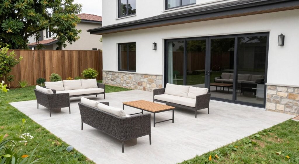 مشروع كامل لجلسة خارجية في فيلا من التصميم حتى التنفيذ