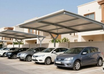 مظلات سيارات حديثة في الكويت توفر حماية كاملة من أشعة الشمس