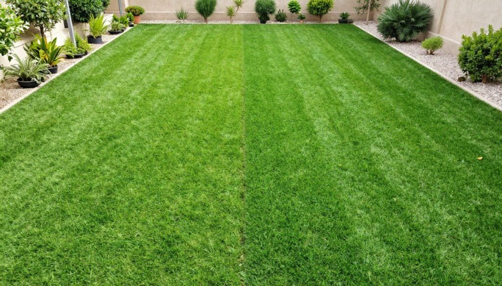 مقارنة بين العشب الطبيعي والثيل الصناعي في حدائق بيان مقارنة بين العشب الطبيعي والثيل الصناعي في حدائق بيان