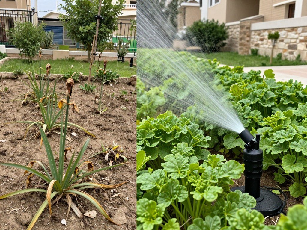 مقارنة بين حديقة مروية يدوياً وحديقة بنظام ري أوتوماتيكي مقارنة بين حديقة مروية يدوياً وحديقة بنظام ري أوتوماتيكي