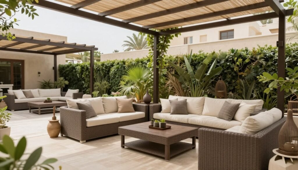 منطقة جلوس خارجية مريحة في حديقة بالرميثية منطقة جلوس خارجية مريحة في حديقة بالرميثية