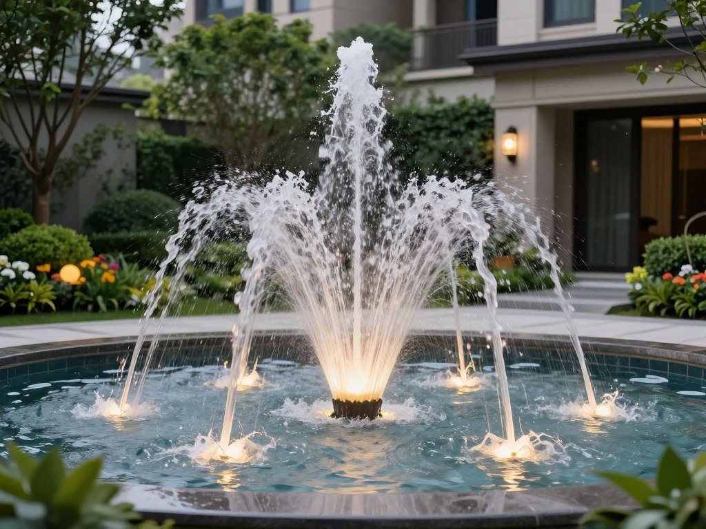 نافورة مائية جميلة في حديقة منزلية بمبارك الكبير نافورة مائية جميلة في حديقة منزلية بمبارك الكبير