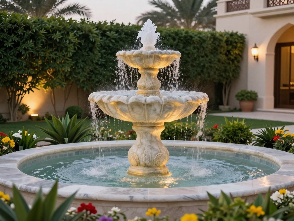 نافورة مياه جميلة في حديقة منزل بالأحمدي نافورة مياه جميلة في حديقة منزل بالأحمدي