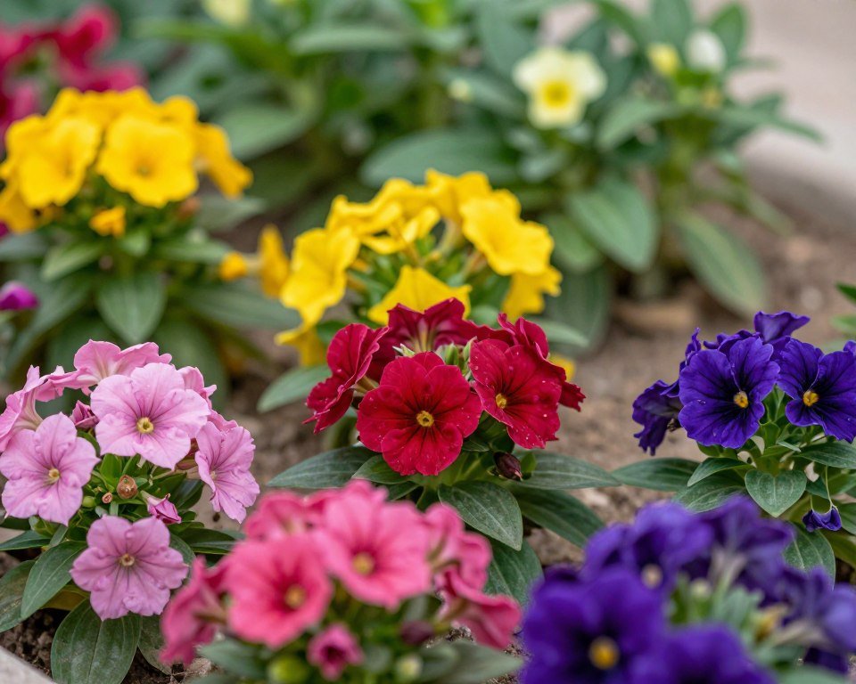 نباتات زهرية ملونة في حديقة منزل بالأحمدي نباتات زهرية ملونة في حديقة منزل بالأحمدي