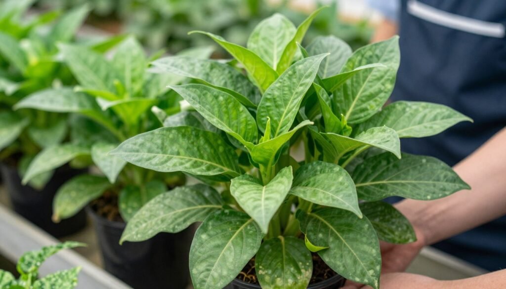 نباتات صحية خالية من الآفات في مشتل محترف