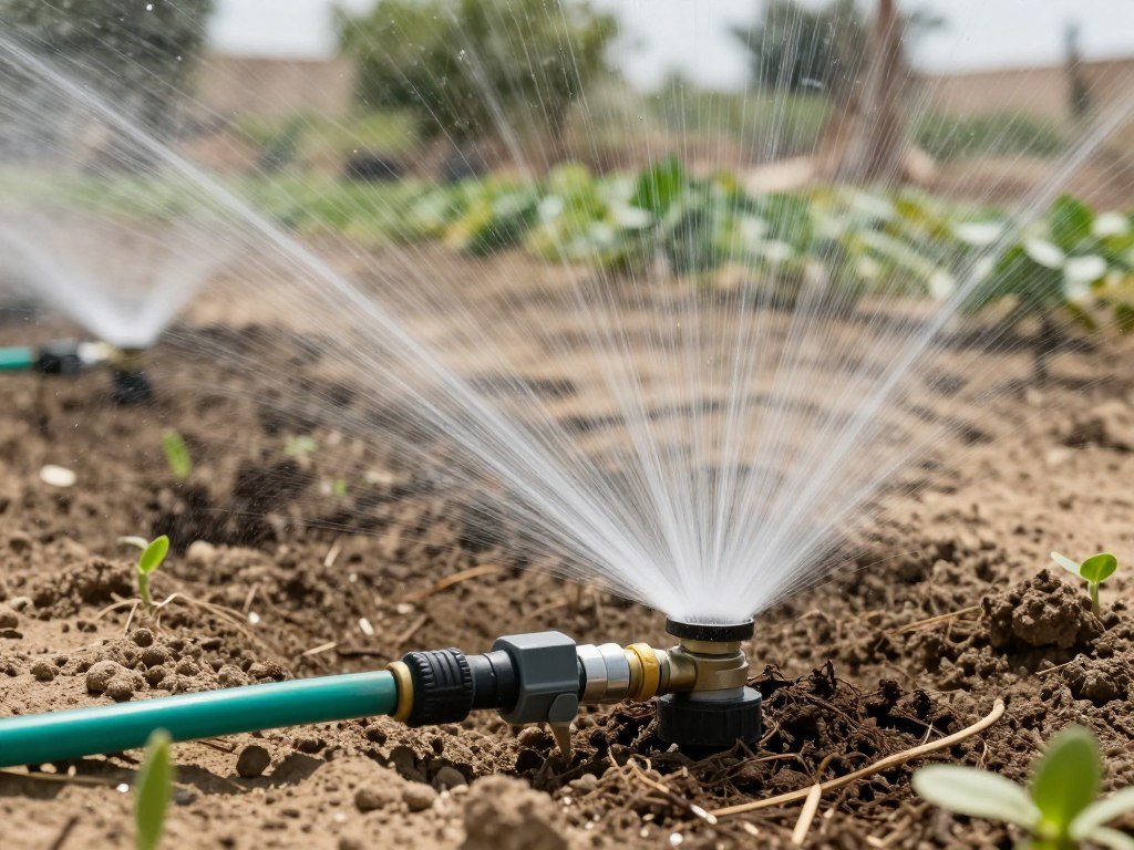 نظام الري بالتنقيط في حديقة بالرميثية نظام الري بالتنقيط في حديقة بالرميثية