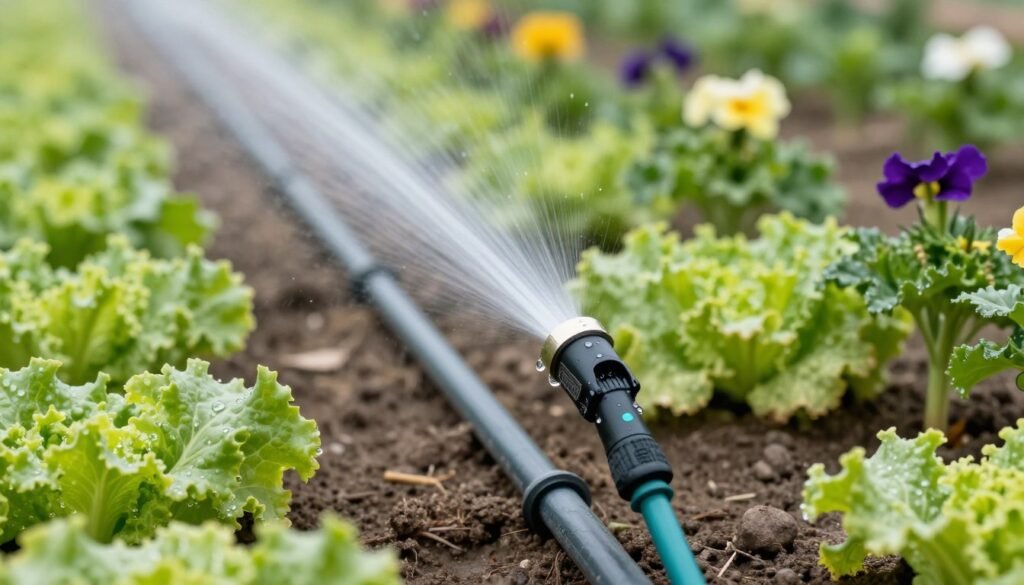 نظام الري بالتنقيط في حديقة منزلية نظام الري بالتنقيط في حديقة منزلية