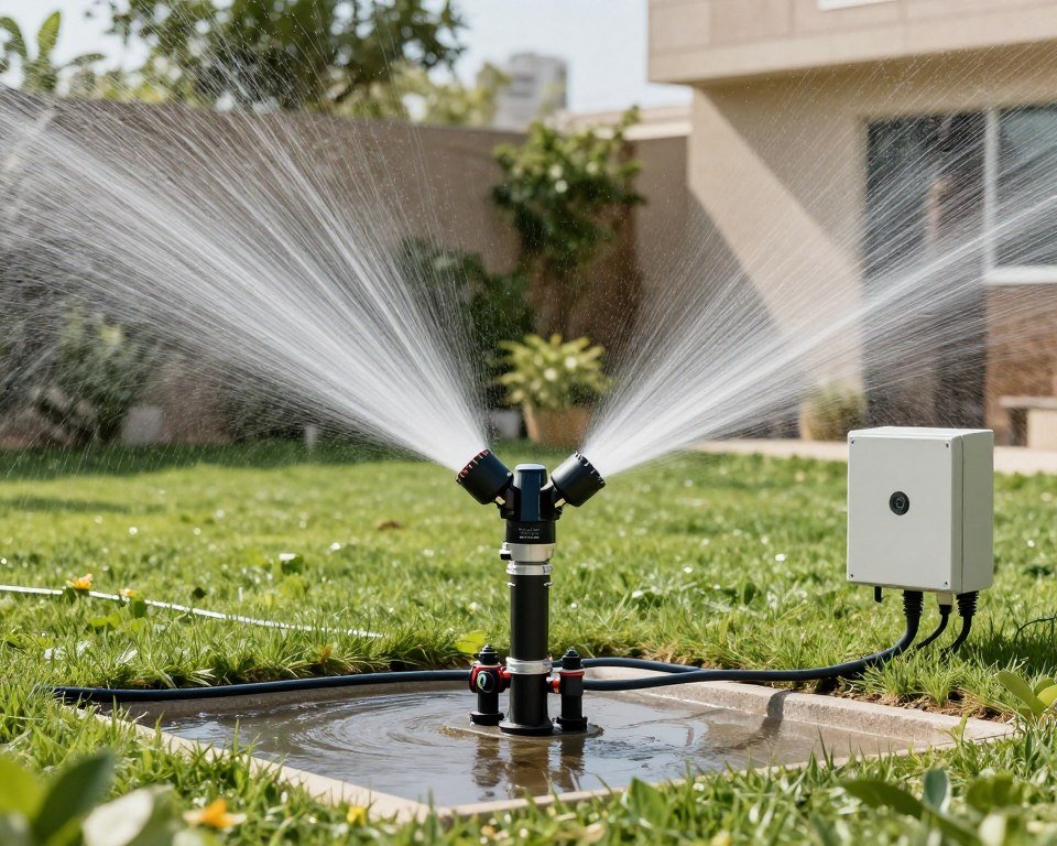 نظام ري أوتوماتيكي حديث في حديقة