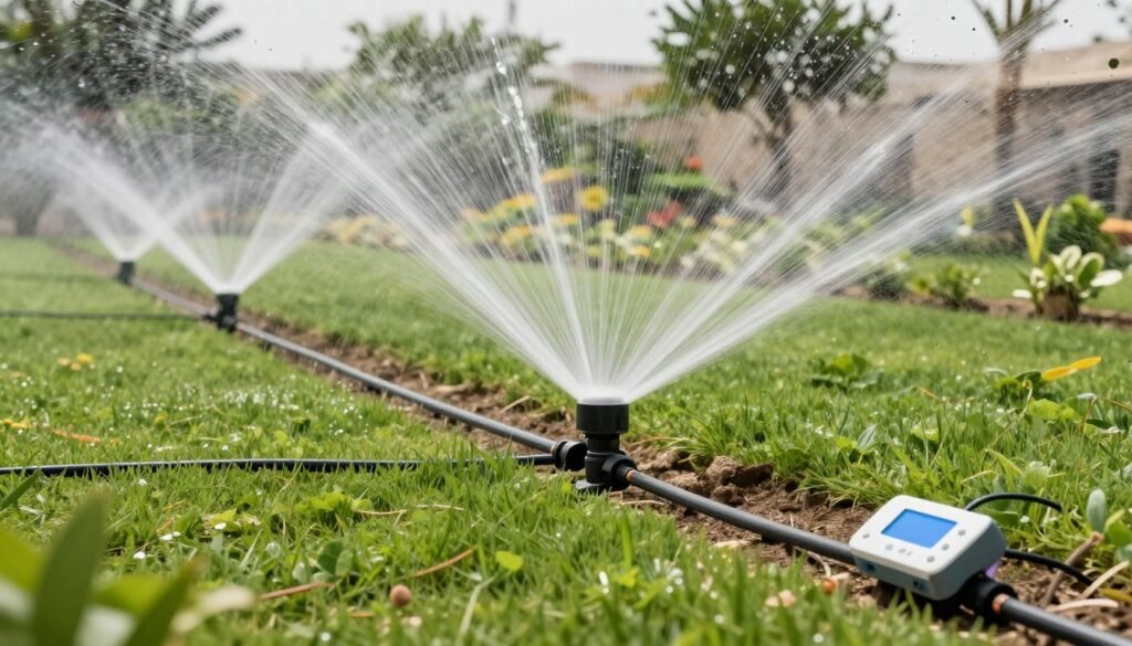 نظام ري أوتوماتيكي حديث للحدائق