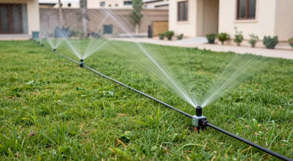 نظام ري حديث في حديقة منزل كويتي