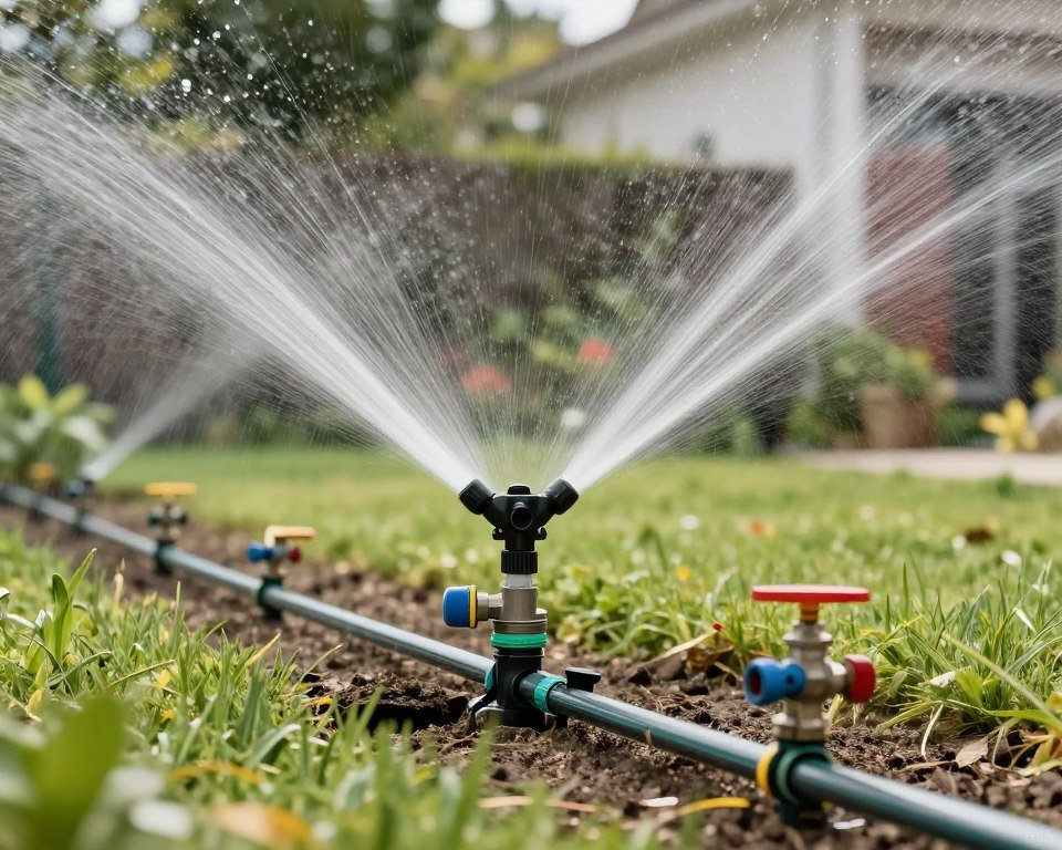 نظام ري حديث في حديقة منزلية بخيطان نظام ري حديث في حديقة منزلية بخيطان