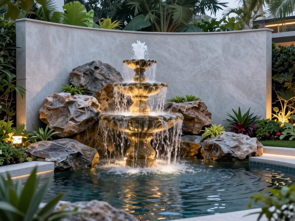 نوافير وشلالات جميلة في حدائق الكويت نوافير وشلالات جميلة في حدائق الكويت