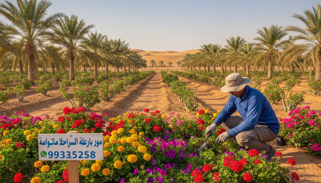 زراعة أشجار ونباتات زينة في حدائق الكويت