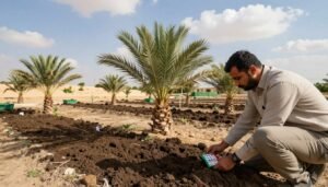 معاينة تربة حديقة قبل زراعة نخيل في الكويت معاينة تربة حديقة قبل زراعة نخيل في الكويت